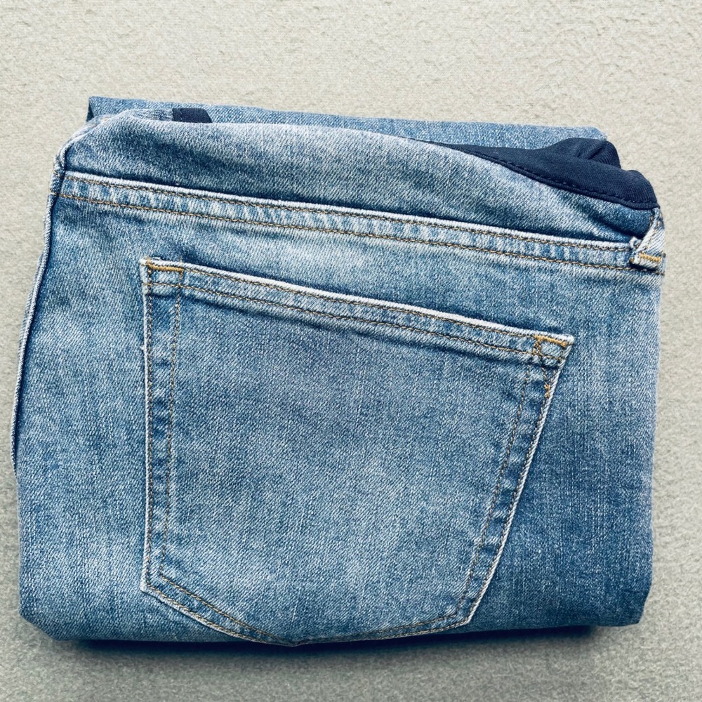 Gap Women Maternity Girlfriend Jeans Blue Distressed Cotton 8‎ Casual Distressed